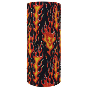 Flames Biker Neck Gaiter Mask in vibrant orange and red flame design Flames Biker Neck Gaiter Mask in vibrant orange and red flame design