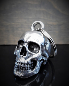 3D Skull Motorcycle Guardian Bell with detailed skull design and pewter finish 3D Skull Motorcycle Guardian Bell with detailed skull design and pewter finish