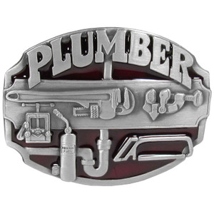 Cast Metal Plumber Belt Buckle Fits Up to 2-inch Belts