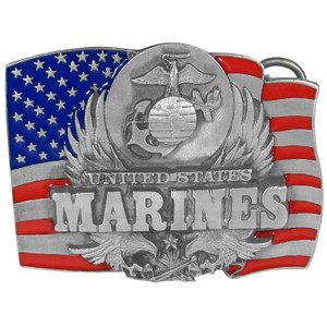 Us Marines Belt Buckles w/ American Flag