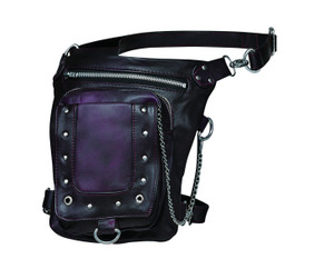 Ladies Distressed Purple Leather Thigh Bag w/ Concealed Carry Ladies Distressed Purple Leather Thigh Bag w/ Concealed Carry