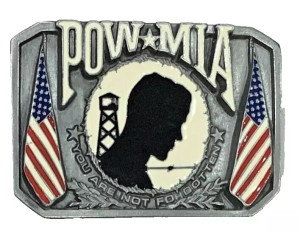POW MIA Belt Buckle w/ USA Flags POW MIA Belt Buckle w/ USA Flags