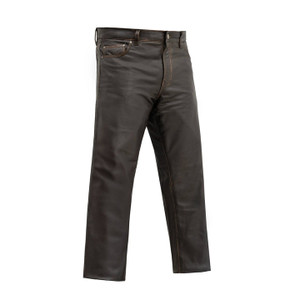 First Classics Men's Brown Leather Motorcycle Pants with classic 5-pocket design First Classics Men's Brown Leather Motorcycle Pants with classic 5-pocket design