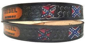 Rebel and Proud Men's Embossed Leather Belt