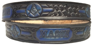Mason Embossed Leather Belt - Removable Buckle, USA Cowhide