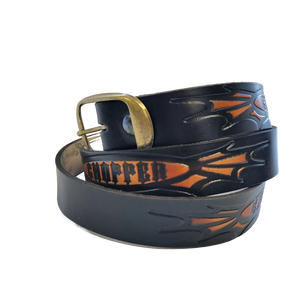 Chopper Embossed Leather Belt – Genuine Cowhide with Intricate Chopper Design, USA Made Chopper Embossed Leather Belt – Genuine Cowhide with Intricate Chopper Design, USA Made