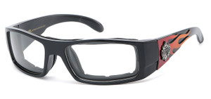 Red Flame Clear Padded Biker Glasses with UV400 protection and foam padding Red Flame Clear Padded Biker Glasses with UV400 protection and foam padding
