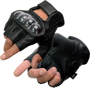 Men's Hard Knuckle Leather Fingerless Motorcycle Gloves Men's Hard Knuckle Leather Fingerless Motorcycle Gloves