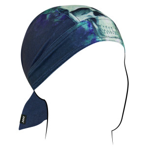 Painted Skull Biker Headwrap Flydanna featuring vibrant skull design on black fabric Painted Skull Biker Headwrap Flydanna featuring vibrant skull design on black fabric