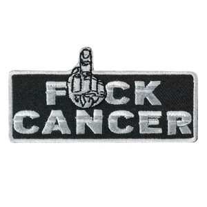 F*ck Cancer Biker Patch – 4x2" embroidered patch with middle finger F*ck Cancer Biker Patch – 4x2" embroidered patch with middle finger