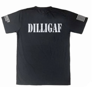 "DILLIGAF Reflective Biker Shirt by Derringer, featuring high-visibility reflective 'DILLIGAF' graphic "DILLIGAF Reflective Biker Shirt by Derringer, featuring high-visibility reflective 'DILLIGAF' graphic