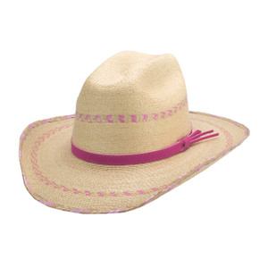 Bullhide Little Girls Straw Western Hat w/ Pink Bullhide Little Girls Straw Western Hat w/ Pink