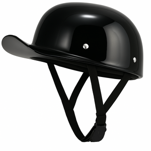 Gloss Black Baseball Style Novelty Motorcycle Helmet – Lightweight Shell, Adjustable Strap, Quick-Release Gloss Black Baseball Style Novelty Motorcycle Helmet – Lightweight Shell, Adjustable Strap, Quick-Release