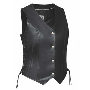 Unik Ladies Soft Leather Motorcycle Vest with Side Lacing Unik Ladies Soft Leather Motorcycle Vest with Side Lacing