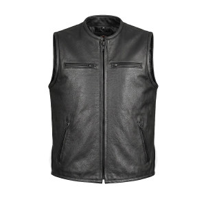 UNIK Men's Zip-Up Leather Motorcycle Vest