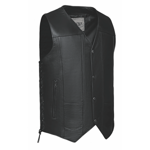Men's 10 Pocket Leather Motorcycle Vest - Unik Men's 10 Pocket Leather Motorcycle Vest - Unik