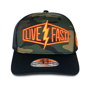 Lethal Threat Live Fast Camo Trucker Hat Lethal Threat Live Fast Camo Trucker Hat