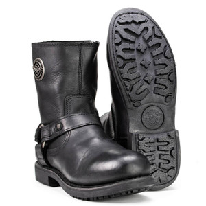 Milwaukee Leather MBM9042 Men's Black Ruf Leather Short Harness Motorcycle Boots Milwaukee Leather MBM9042 Men's Black Ruf Leather Short Harness Motorcycle Boots