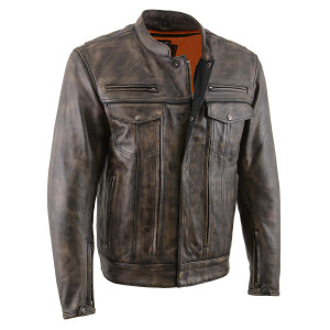 Milwaukee Leather Distressed Brown Leather Jacket Milwaukee Leather Distressed Brown Leather Jacket