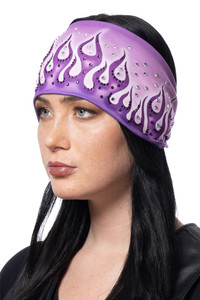 Hair Glove Purple Flames & Gems Biker Headband - Purple flame design with rhinestone accents Hair Glove Purple Flames & Gems Biker Headband - Purple flame design with rhinestone accents