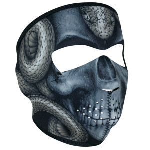 Snake Skull Motorcycle Face Mask front view – full-face coverage with snake skull design Snake Skull Motorcycle Face Mask front view – full-face coverage with snake skull design