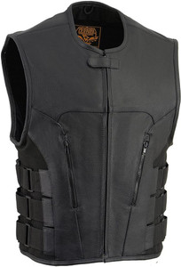 Milwaukee Leather SWAT motorcycle vest with zip closure and dual concealed carry pockets