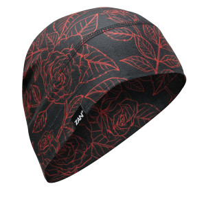 Ladies biker beanie hat featuring rose graphics Ladies biker beanie hat featuring rose graphics