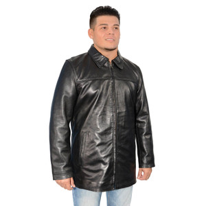 Milwaukee Leather Mid-Length Men's Zipper Front Jacket with Shirt Collar