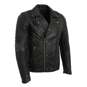 Men's UNIK Leather Biker Jacket – Side-Lace Classic Motorcycle Jacket