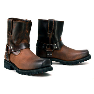Milwaukee Leather two tone brown harness motorcycle boots for men