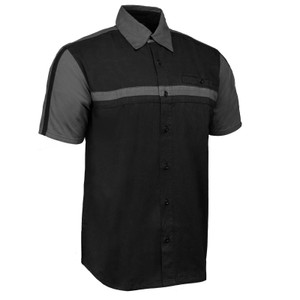 Milwaukee mens classic black and gray 100 cotton mechanic shirt front view