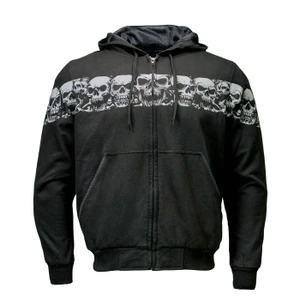 Rear view of the Milwaukee Leather reflective skulls armored hoodie showing the casual relaxed hood