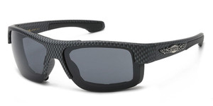 Choppers Padded Smoke Biker Glasses / Carbon Fiber Look Frame