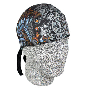 Mayan Sacrifice Platinum Biker Head Wrap featuring graphic skull print
