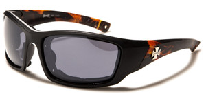 Flame Design Padded Biker Sunglasses – black frame featuring foam padding and shatterproof lenses