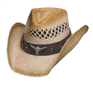 Bullhide Texas Ranch Straw Cowboy Hat with Ventilated Crown and Steer Concho Bullhide Texas Ranch Straw Cowboy Hat with Ventilated Crown and Steer Concho