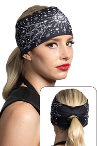 Hair Glove skull paisley gem biker ponytail headband