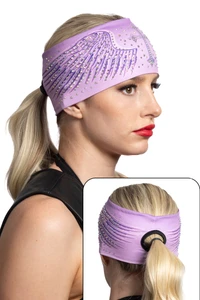 Hair Glove purple angel wings gem biker headband with ponytail opening