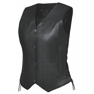 Unik women's leather motorcycle vest with concealed carry