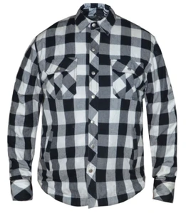 Men's UNIK buffalo plaid Kevlar armored flannel motorcycle shirt