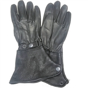 Premium Deerskin Men's Black Leather Gloves, Unlined Gauntlet Premium Deerskin Men's Black Leather Gloves, Unlined Gauntlet