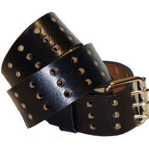Extra wide 1.75-inch oil-tan black leather belt handcrafted in the USA with 3-prong buckle Extra wide 1.75-inch oil-tan black leather belt handcrafted in the USA with 3-prong buckle