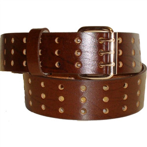 Extra wide 1.75-inch oil-tan brown leather belt handcrafted in the USA with 3-prong buckle Extra wide 1.75-inch oil-tan brown leather belt handcrafted in the USA with 3-prong buckle