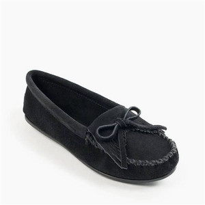 Women's Minnetonka Moccasins: Black Suede Kilty Women's Minnetonka Moccasins: Black Suede Kilty