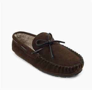 Men's Brown Minnetonka Moccasin "Casey" Slippers #4155 Men's Brown Minnetonka Moccasin "Casey" Slippers #4155