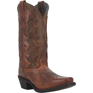 Laredo 51168 women's tan leather Western boots with chevron cutout design and square toe Laredo 51168 women's tan leather Western boots with chevron cutout design and square toe