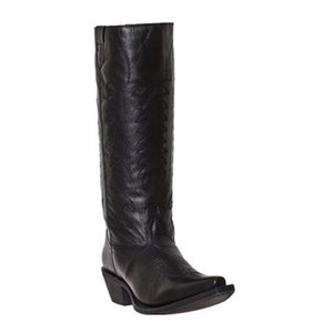 Laredo Ladies Black Leather Western Boots: Side Zip Laredo Ladies Black Leather Western Boots: Side Zip