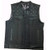 Men's Leather & Denim Motorcycle  Vest:  Black & White Paisley Lining