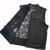 Unik black denim and cowhide leather club vest with black and white paisley lining