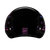 rear view of Daytona Purple Dragonfly Ladies Helmet showing DOT FMVSS 218 certification label and high-gloss black finish